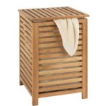 Relaxdays Wäschetruhe aus Bambus, mit Deckel, Fassungsvermögen 100 Liter